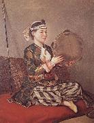 Jean-Etienne Liotard Girl in Turkish Costume with Tambourine Sweden oil painting artist